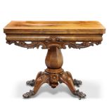 A VICTORIAN MAHOGANY FOLDOVER TEA TABLE