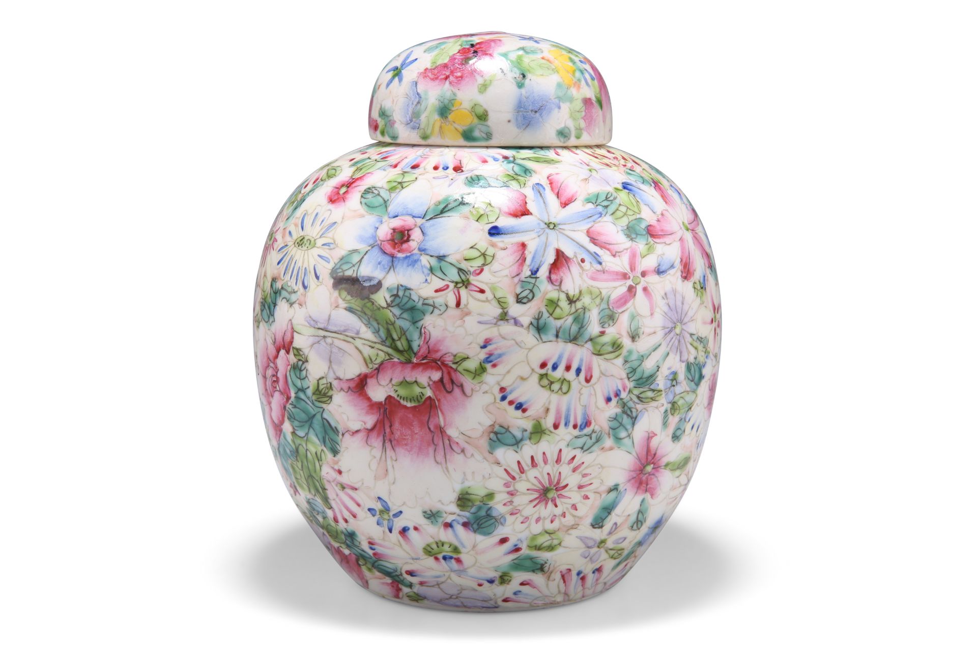 A CHINESE FAMILLE ROSE GINGER JAR AND COVER