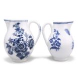 TWO WORCESTER BLUE AND WHITE SPARROW-BEAK JUGS