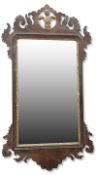 A CHIPPENDALE REVIVAL MAHOGANY FRETWORK MIRROR