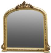 A VICTORIAN-STYLE GILT-COMPOSITION OVERMANTEL MIRROR