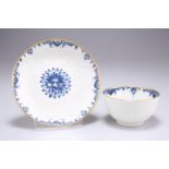 A WORCESTER BLUE AND WHITE TEA BOWL AND SAUCER, CIRCA 1765-70