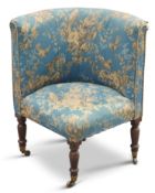 A VICTORIAN MAHOGANY AND UPHOLSTERED CORNER CHAIR