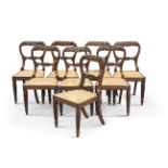 A SET OF EIGHT 19TH CENTURY BEECH AND CANEWORK DINING CHAIRS