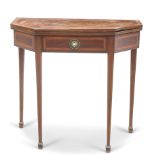 A GEORGE III-STYLE INLAID MAHOGANY FOLDOVER TEA TABLE