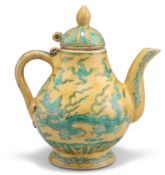 A CHINESE TEAPOT, TEA BOWL AND SNUFF BOTTLE