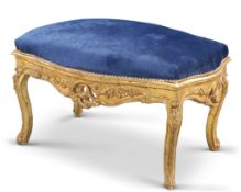 A LARGE PERIOD-STYLE GILT AND UPHOLSTERED STOOL