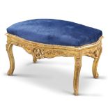 A LARGE PERIOD-STYLE GILT AND UPHOLSTERED STOOL