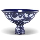 A MING-STYLE BLUE GROUND STEM CUP