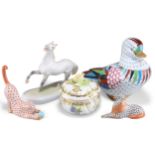 A GROUP OF HUNGARIAN PORCELAIN ANIMALS