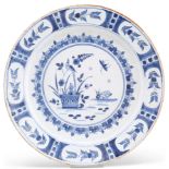AN ENGLISH BLUE AND WHITE DELFT CHARGER, POSSIBLY BRISTOL, MID 18TH CENTURY,