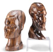 TWO AFRICAN HEAD CARVINGS