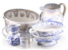 A GROUP OF 19TH CENTURY TRANSFER-PRINTED CERAMICS