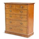 A VICTORIAN OAK LARGE CHEST OF DRAWERS