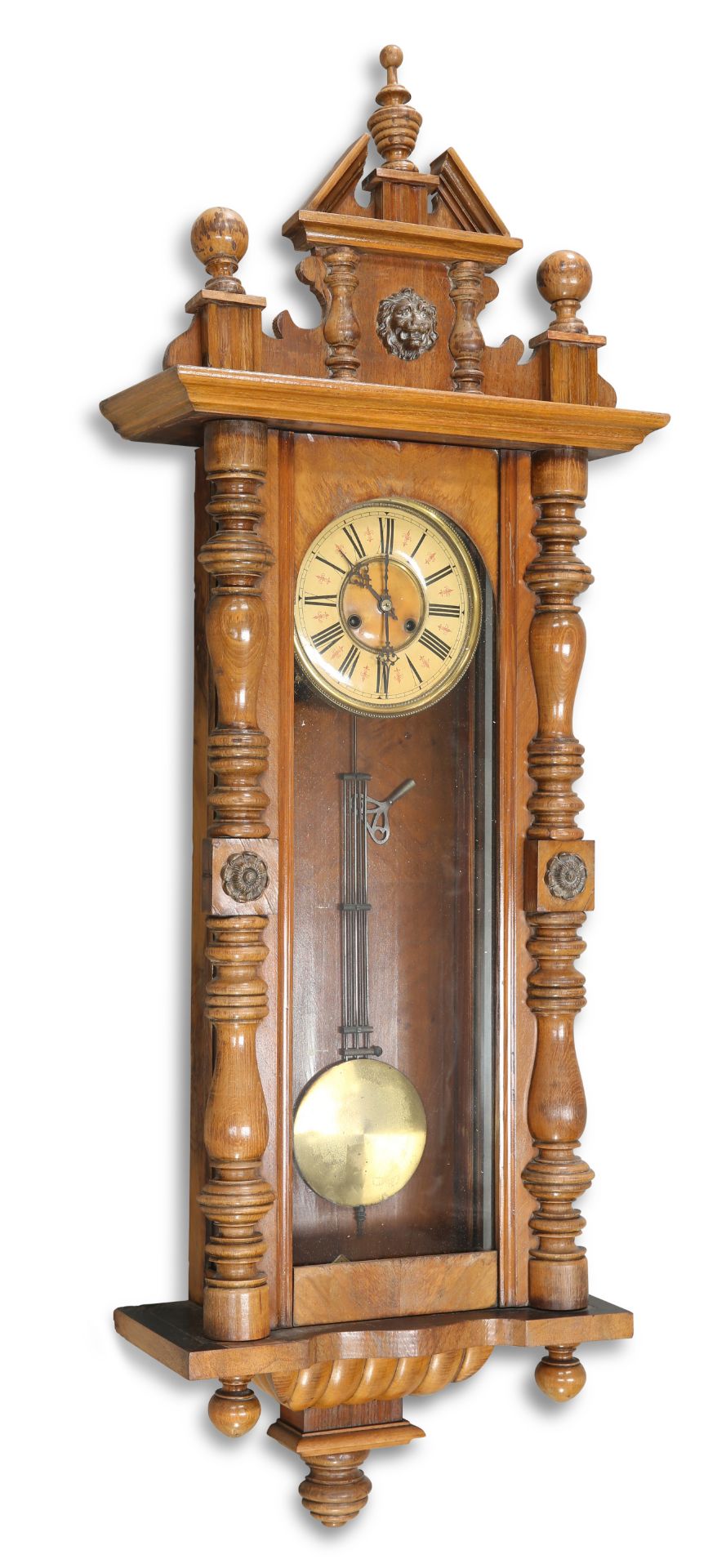 A 19TH CENTURY GERMAN WALNUT VIENNA WALL CLOCK