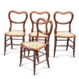 A SET OF FOUR VICTORIAN FAUX ROSEWOOD KIDNEY-BACK CHAIRS