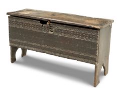 A 17TH CENTURY OAK SWORD CHEST