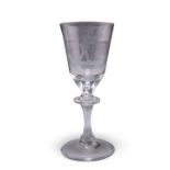 AN ETCHED WINE GLASS, CIRCA 1775