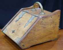 A VICTORIAN BRASS-MOUNTED SLANT-FRONT COAL BOX