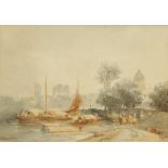 SAMUEL LEONARDUS VERVEER (1813-1876), FIGURES IN A RIVER LANDSCAPE,