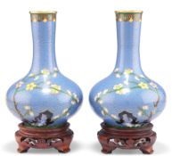 A PAIR OF CHINESE CLOISONNÉ BOTTLE VASES