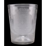 A LARGE GLASS BEAKER CUP, DUTCH OR BOHEMIAN, CIRCA 1785