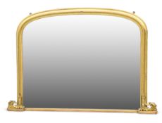 A 19TH CENTURY GILTWOOD AND COMPOSITION OVERMANTEL MIRROR