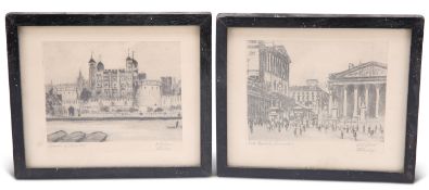 W.E. LAW, "TOWER OF LONDON" AND "THE BANK, LONDON", A PAIR