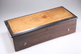 A LATE 19TH CENTURY INLAID ROSEWOOD CYLINDER MUSIC BOX, BY PAILLARD VAUCHER ET FILS (P.V.F.)