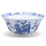 A CHINESE KANGXI-STYLE BLUE AND WHITE 'FIGURAL' BOWL