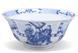 A CHINESE KANGXI-STYLE BLUE AND WHITE 'FIGURAL' BOWL