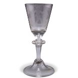 AN ETCHED WINE GLASS, CIRCA 1775