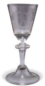 AN ETCHED WINE GLASS, CIRCA 1775