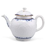 A WORCESTER BLUE AND WHITE TEAPOT AND COVER, CIRCA 1765-70