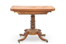 A REGENCY MAHOGANY FOLDOVER TEA TABLE