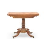 A REGENCY MAHOGANY FOLDOVER TEA TABLE