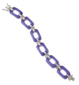 A LILAC JADE AND DIAMOND BRACELET