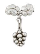 GEORG JENSEN – A DANISH SILVER MOONLIGHT GRAPES BROOCH