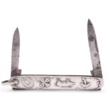 A GERMAN SILVER-MOUNTED NOVELTY POCKET KNIFE