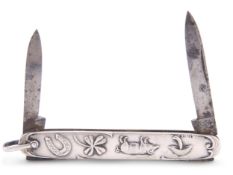 A GERMAN SILVER-MOUNTED NOVELTY POCKET KNIFE