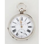 A SILVER OPEN FACED POCKET WATCH