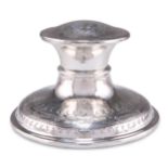 AN ARTS AND CRAFTS SILVER CAPSTAN INKWELL