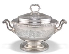 A GEORGE III SILVER SAUCE TUREEN AND COVER
