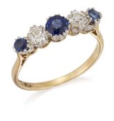 A SAPPHIRE AND DIAMOND RING