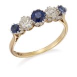 A SAPPHIRE AND DIAMOND RING