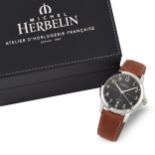 A GENT'S STEEL MICHEL HERBELIN AUTOMATIC STRAP WATCH