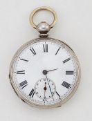 A WHITE METAL OPEN FACE POCKET WATCH