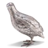 AN ELIZABETH II CAST SILVER MODEL OF A QUAIL