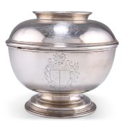 A GEORGE II RARE SILVER COVERED SUGAR BOWL