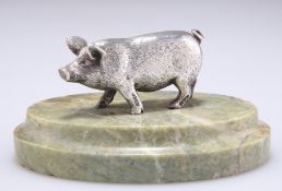 AN EDWARDIAN SILVER MODEL OF A PIG